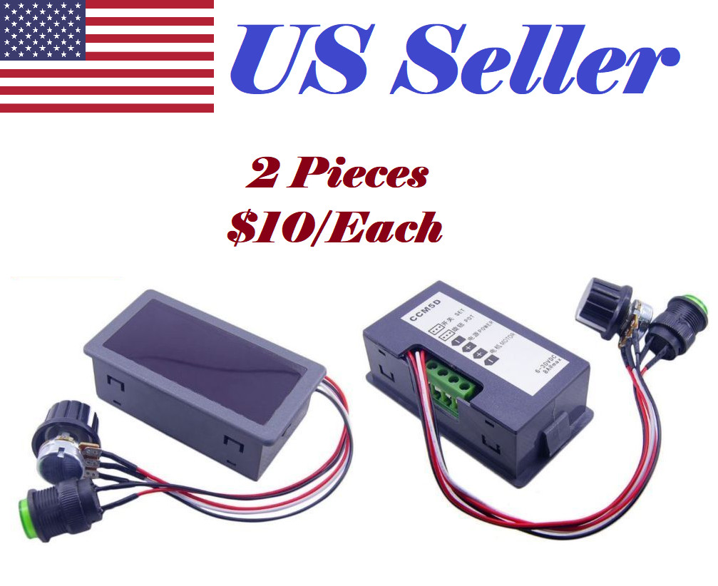 2x DC 6V-30V 12V 24V Max 8A Motor PWM Speed Controller W/ Digital Display Switch