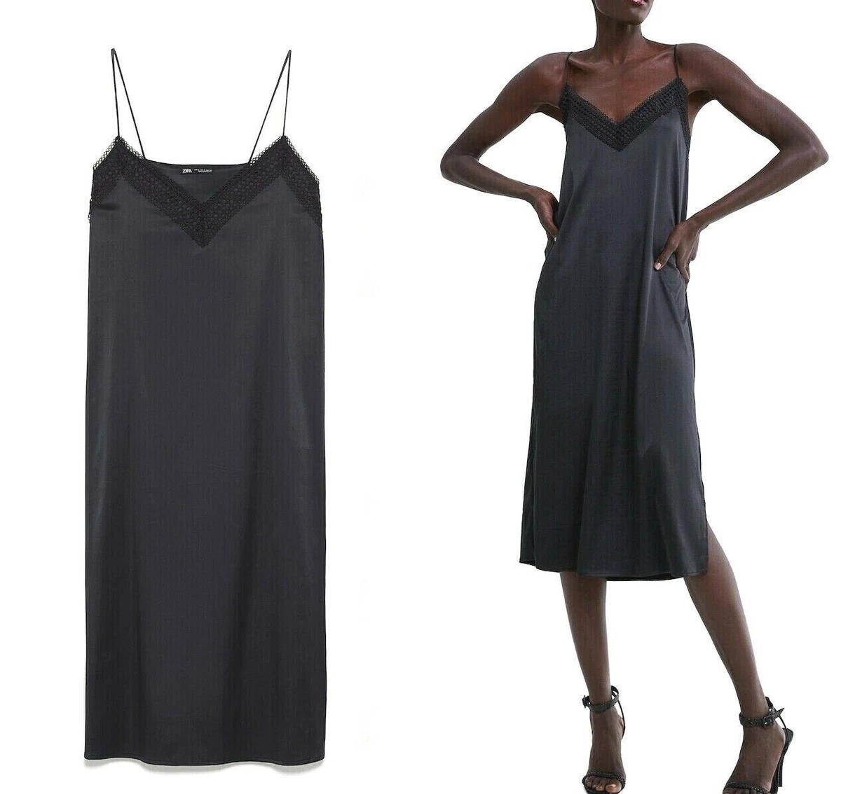 Long black camisole shop dress