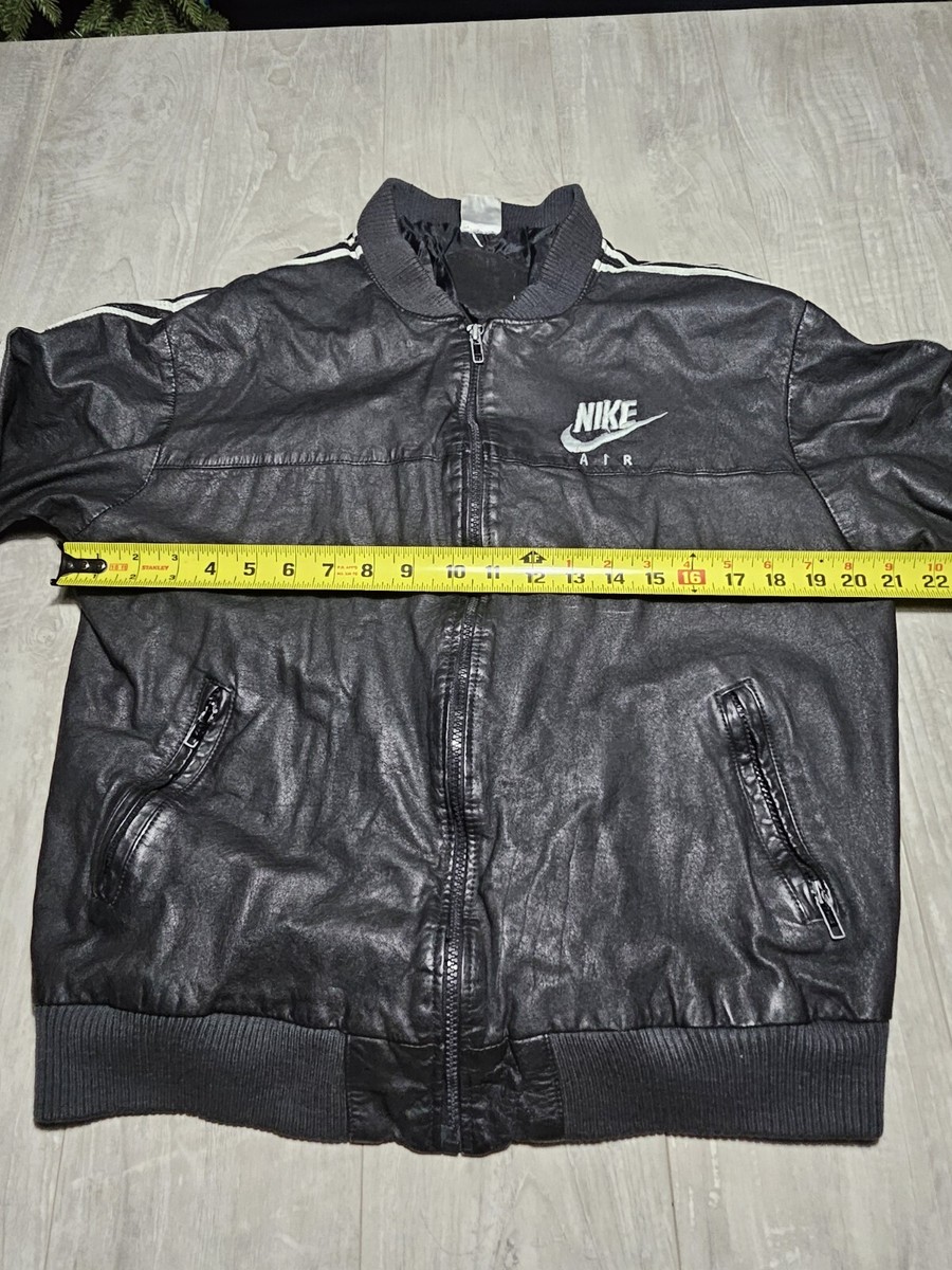 💥Vintage 80s NIKE AIR Leather Bomber Jacket XL Checkered TAG