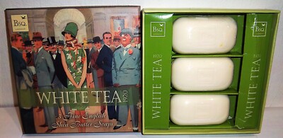 BERKELEY SQUARE BSQ WHITE TEA SHEABUTTER SEIFE 100g x 3 NEU & VERPACKT GESCHENKSET
