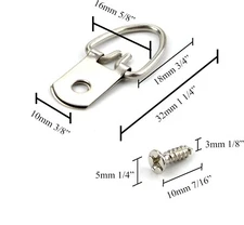 100Pcs D Ring Picture Hangers Single Hole with Screws Heavy Duty Metal D-Shape P