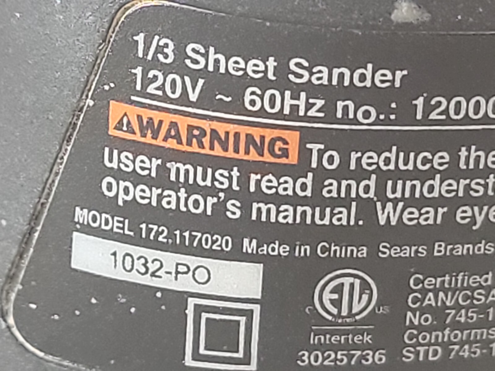 Craftsman 13 Sheet Pad Sander 2.0 Amp Model 172.117020 eBay