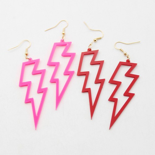 NEON LIGHTNING Flash Earrings Funky Kitsch 80s90s Punk Rock Bolt retro celebrate - Picture 7 of 79