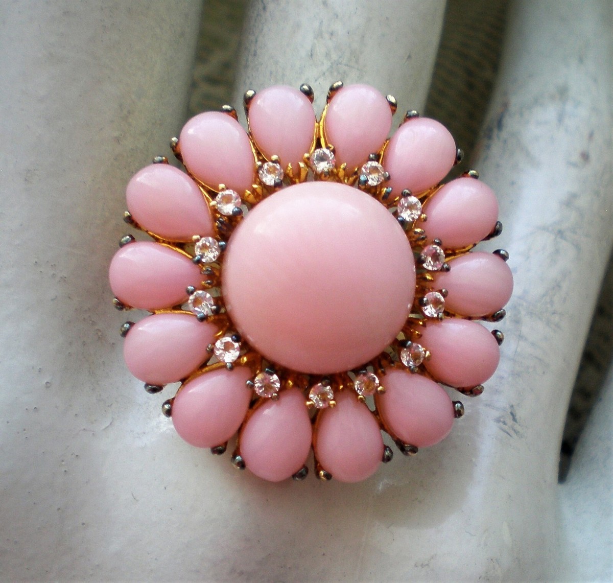 Carol Brodie Rarities Gilded Sterling Silver Pink Coral White