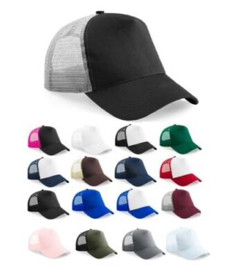 Beechfield B640 Halb Netz Trucker Cotton Vorderseite Peak Baseballmütze Cap
