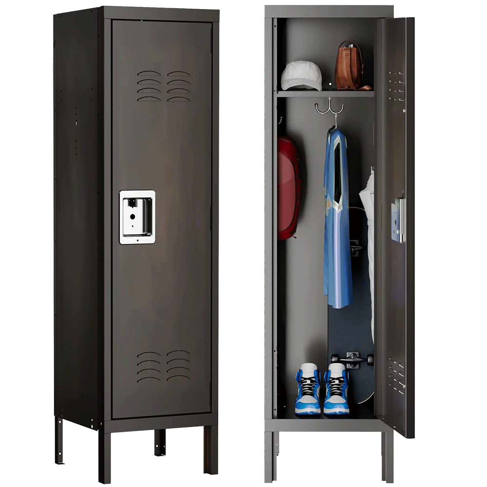 Metal Locker Storage Cabinet,55 inch Lockable Vintage Cabinet for