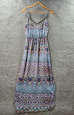 Just Jeans Womens A-line Maxi Dress Size 10 Blue Ivory Paisley Sleeveless