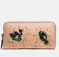 Portafoglio Coach Meadowlark Songbird grande fisarmonica donna cuciture perline pelle