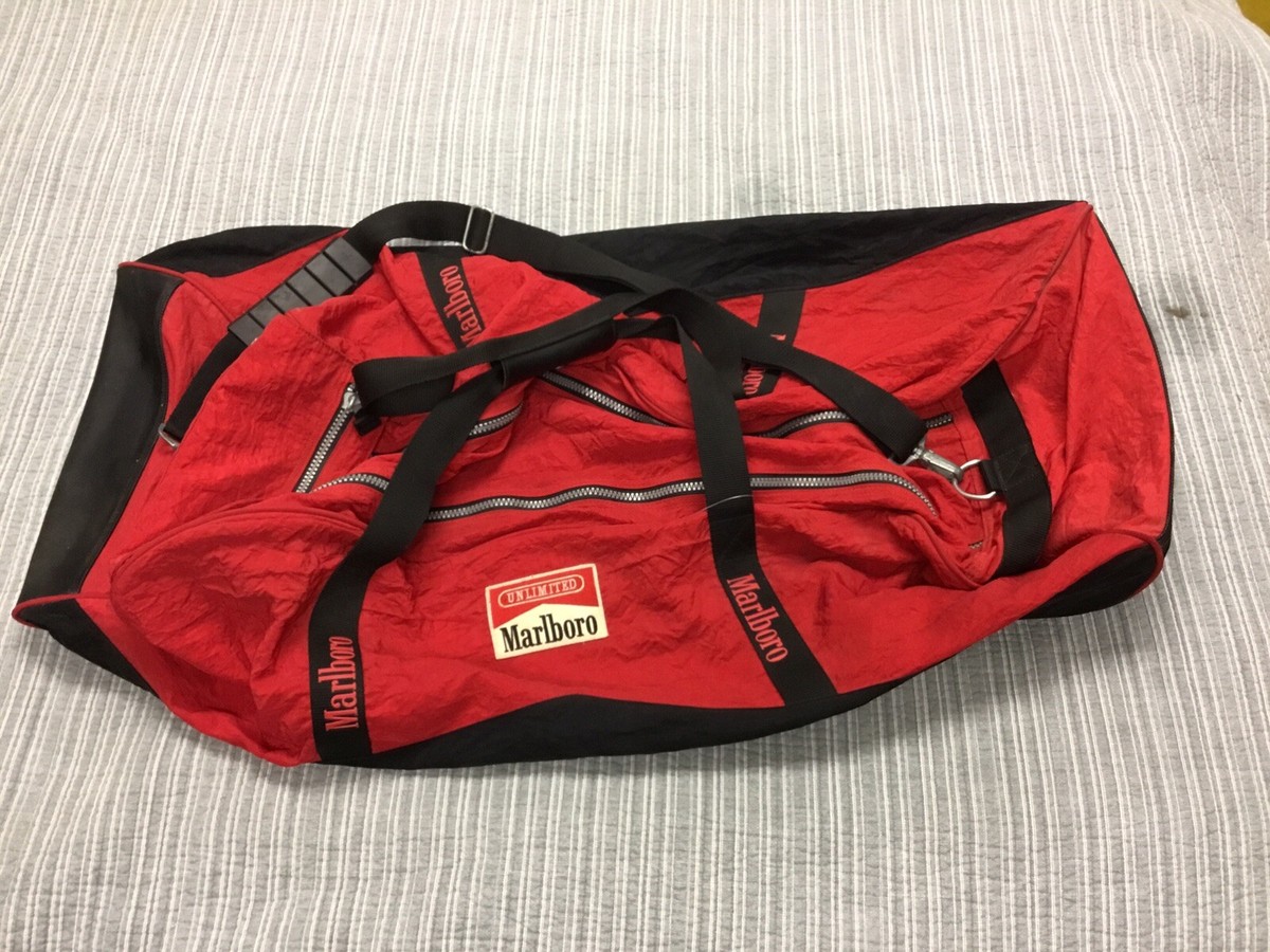 LARGE MARLBORO ROLLING DUFFEL BAG RED HEAVY DUTY W/ COMPARTMENTS