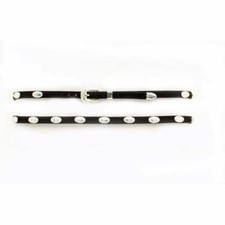 0237401-XL M F Western Genuine Leather Black Hatband X-Large Silver Conchos NEW
