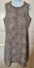 NWT LINA TOMEI Made In Italy Linen Embroidered Shift Dress Cowl Neck Sizes M, L