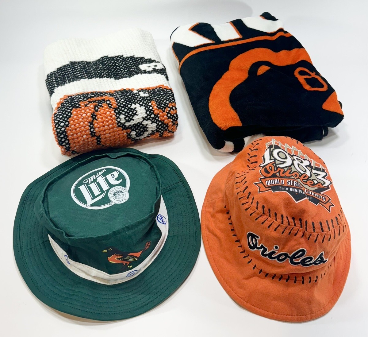 BALTIMORE ORIOLES Bundle 58”x44” Plush Throw ,Crochet Throw 