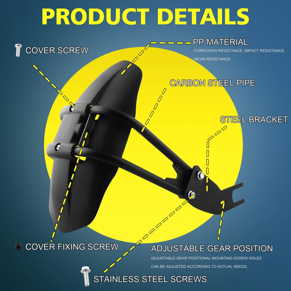 Kit protector contra salpicaduras guardabarros rueda trasera motocicletas Honda CB190R Foto 4 de 4