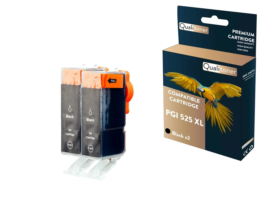 Cartouche CANON PGI525XL Noir x 2 QUALITONER - Photo 1/4