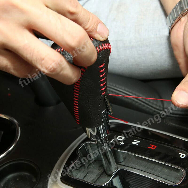 Cubierta de perilla de cambio de marchas cosida a mano para Lexus RX350 450H 2016-22 PU HÁGALO USTED MISMO Foto 3 de 4