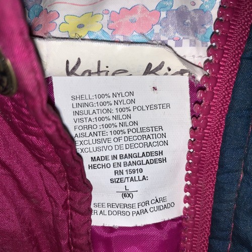 Vintage 80s/90s Weather Tamer Girls Snow Pants & Winter Coat Pink Purple Size 6X - Picture 10 of 12