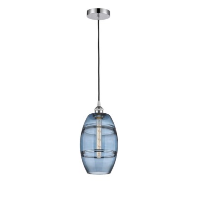 Innovations 616-1P Vaz 1Lt 8'' Cord Mini Pendant, CH/Blue - 616-1P-PC-G557-8BL