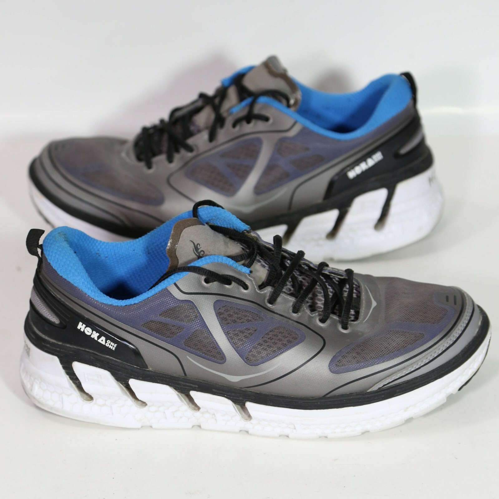 blue athletic shoes