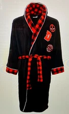 Marvel Deadpool adult plush robe with embroidered patches new with tags