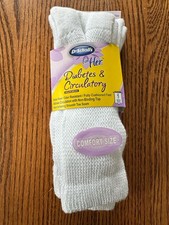 Dr Scholls Women Diabetes Circulatory Ankle Socks Size 8-12 2 Pair White