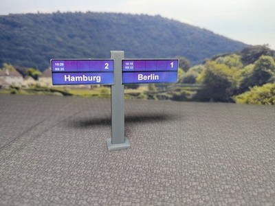 Zugzielanzeiger zweigleisig  TT mit LED Beleuchtung Bahnhof 1:120