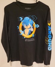 Sonic the Hedgehog Boy's XL 18/20 Long Sleeve Black Tee Shirt. Cotton/Poly.
