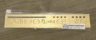 New TheCoffeeMonsterzCo 6+ Inch Gold Ruler Emotis & Doodles 2.0 TCMC