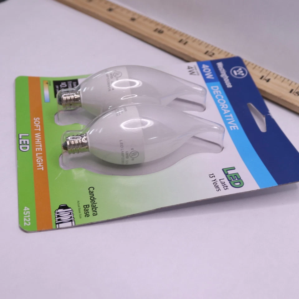 (2-Pk) Westinghouse 40-Watt Equivalent C11 Soft White Candelabra Base 45122 - Image 4 of 4