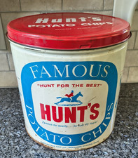 VINTAGE HUNTS POTATO CHIP CAN TIN 4# Horse Hu...