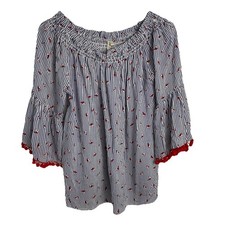 Grand Greene Womens S Off Shoulder Blue Strip...