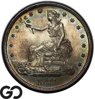 1877 S Dollaro commerciale colore splendido raro questo bello grande colpo scelta FDC !