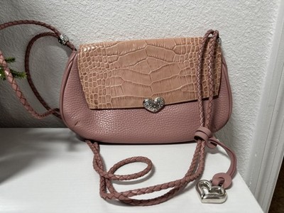 BRIGHTON  Flap Pink Leather petite shoulder bag spring summer jeweled dust bag 
