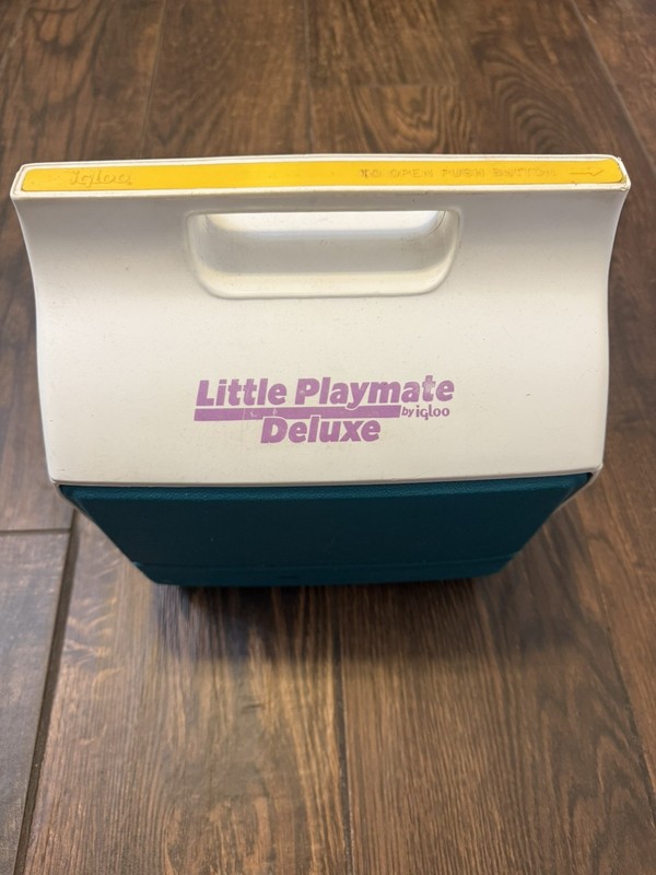 VTG Cooler~Little Playmate Deluxe By Igloo Yellow/White/Teal Green/Purple~1990s