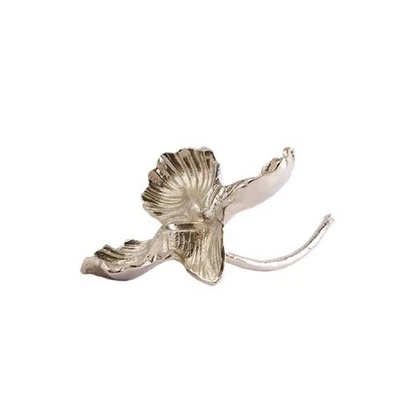 Bougeoir En Fleur Argenté Bougeoir En Aluminium Métallique pour Salon - Photo 1/4