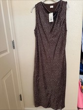 a new day Brown Maxi Dress with White Polka Dots