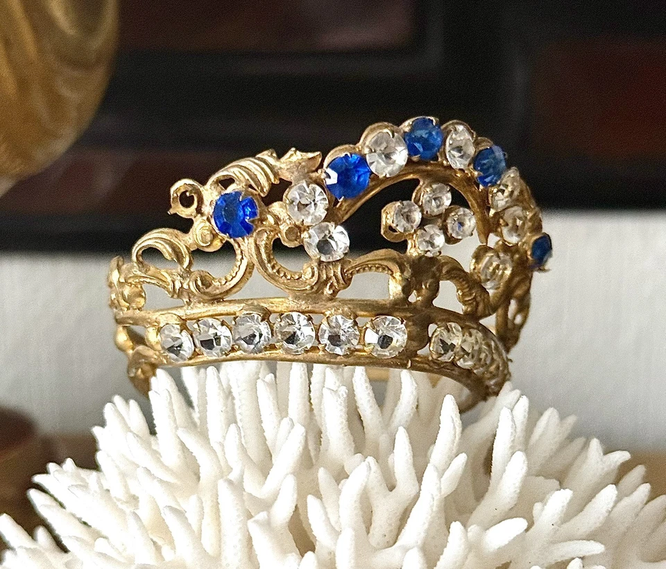 Ancienne Couronne de Vierge Saint Religieux Reliquaire Laiton XIX 19 Doré - Photo 3/4