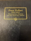 PEACE DOLLAR SET 1921-1935 COMPLETE CIRCULATED 24 COINS TOTAL IN WHITMAN ALBUM