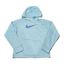 New Nike Kid Girl Light Blue Loose Therma Fit Warm Hoodie Sweatshirt Sz L
