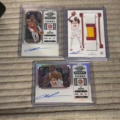 AJ Griffin Contenders Optic Silver + Variation Rookie Ticket #137 + RPA NT Auto