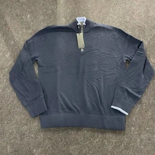 GREYSON Sebonack Quarter-Zip Sweater Men's Size M Maltese Blue