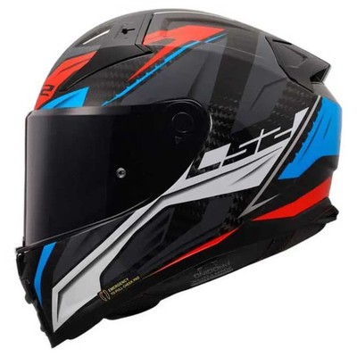 LS2 VECTOR 2 Carbon Integralhelm Grafisch SAVAGE White Red Blue 3 Stück