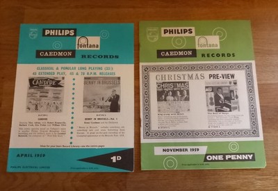 MAGAZINES - X2 Caedmon Philips Fontana Records Catalogue Newsletters Mags 1960s