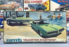 AMT "QUARTER MASTERS" 1968 FIREBIRD & DRAG BOAT COMBO KIT#T380-300 MPC 1/25 RARE