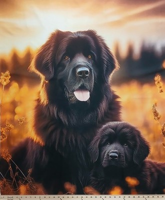 36'' X 44'' Panel Newfoundland Dog Dogs Pets Puppies Cotton Fabric Panel D763.98