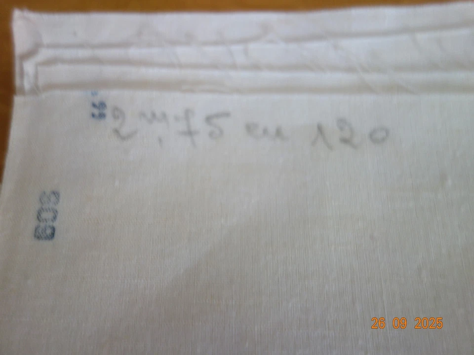ANCIEN COUPON TISSU TOILE METIS 2,75 x 1,20  FLEUR BLEUE COUTURE MERCERIE - Photo 3/4