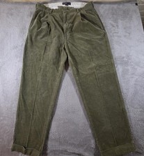 Polo Ralph Lauren Corduroy Pants Mens 38x30 Green Hammond Pleated Cuffed Classic
