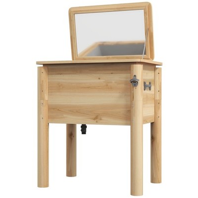 54qt Patio Cooler with Natural Wood Finish, Bottle Opener and Drain Spout