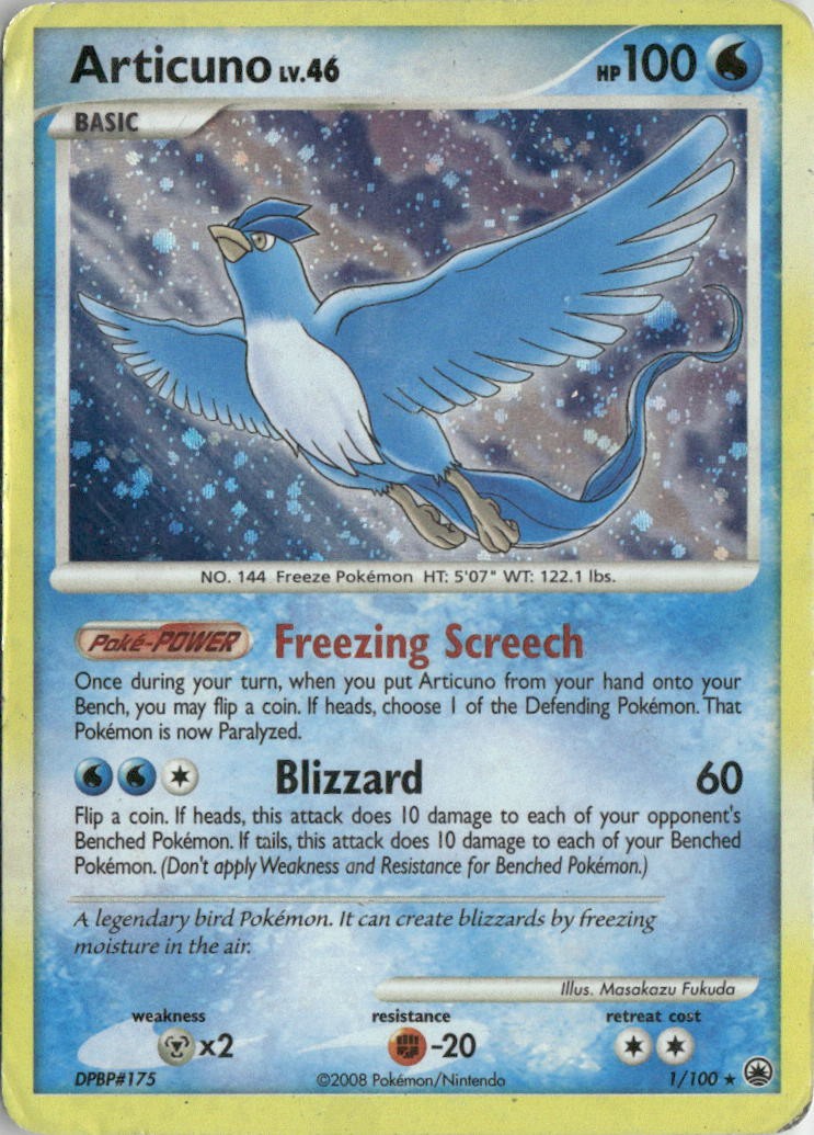 Pokemon Articuno Rare Holo Majestic Dawn 2008 1/100 HP