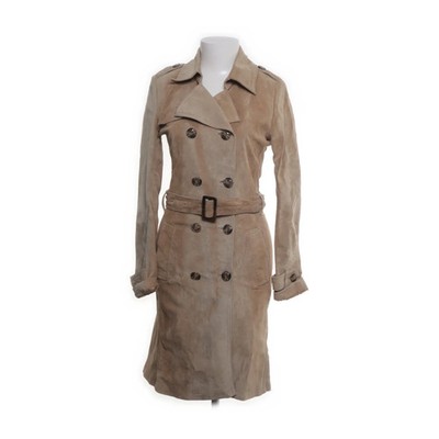 Hallhuber, Ledermantel, Damen, Größe: 36, Beige, Acetat/Leder, Fischgräte #NI4