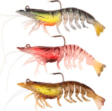 3Pcs Fishing Lures Shrimps Baits Pre-Rigged Fish Jigs - Soft Lure Bass Trout Lif